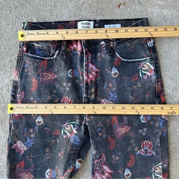Kensie VintageLuxe Floral Skinny Jeans Sz 2/26 – Boho Slim Fit Denim - Picture 8 of 10